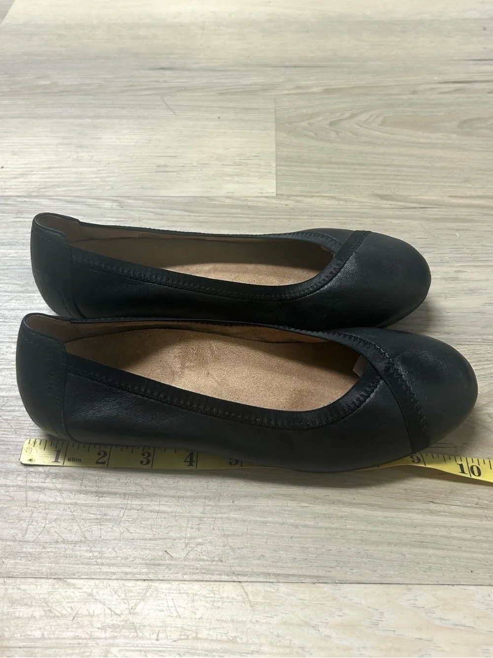 Vionic Ballet Flats Caroll Womens 7.5 Black Leather Slip On Comfort Classic Chic